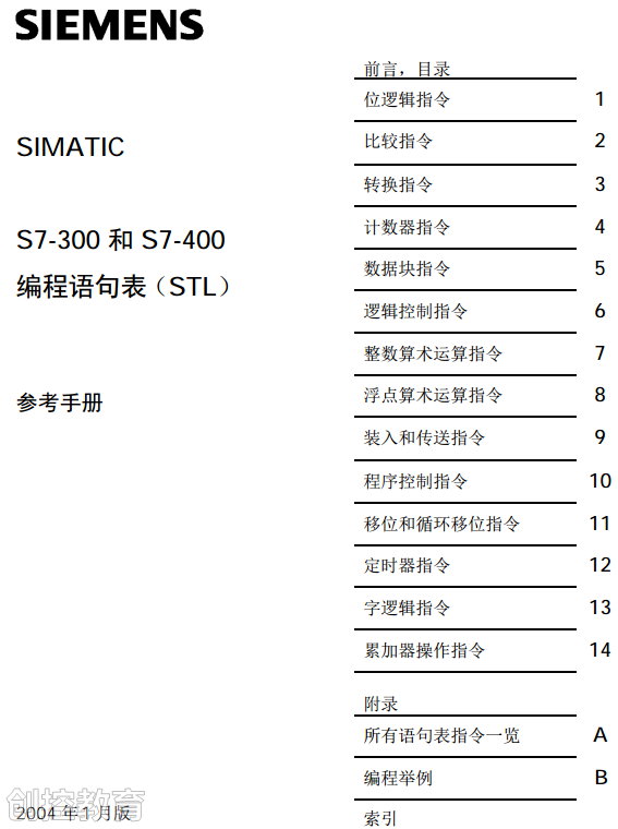 西门子smatr语句表(STL)编程手册